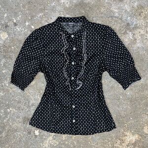 Vintage Black Polka Dot Stripe Shirt